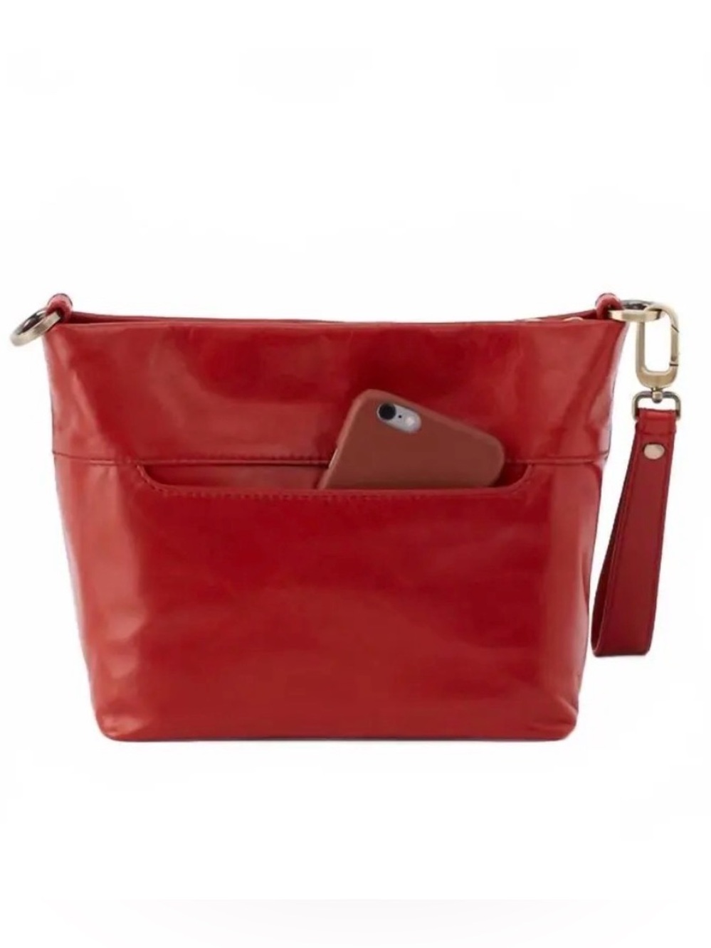 HOBO Women's Ashe Crossbody In Brick Red Leather with Wrist Strap - Picture 2 of 14